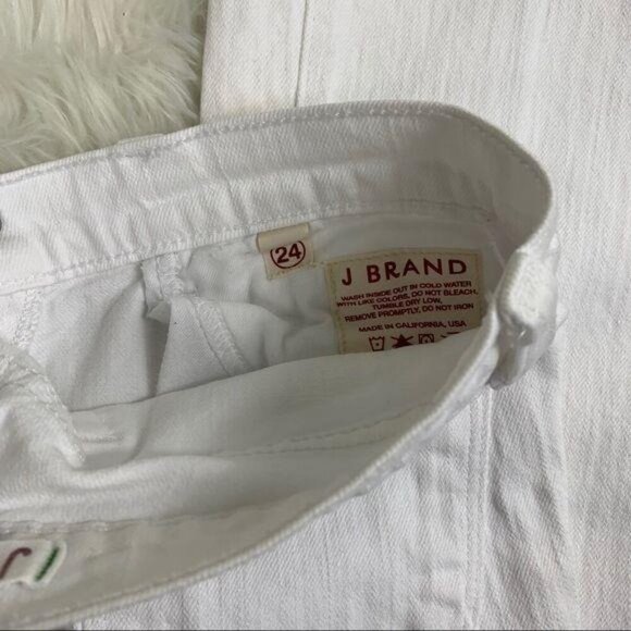 J Brand Mid Rise Bootcut Jeans Size 24 White Stretch Zip Fly Button - Picture 5 of 9